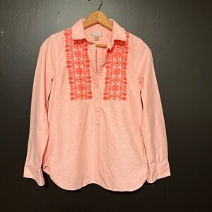J. Crew Embroidered Neon Stripe Popover